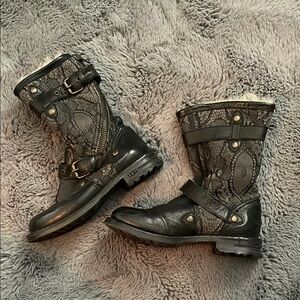 UGG Collection Black Lace Combat Boots